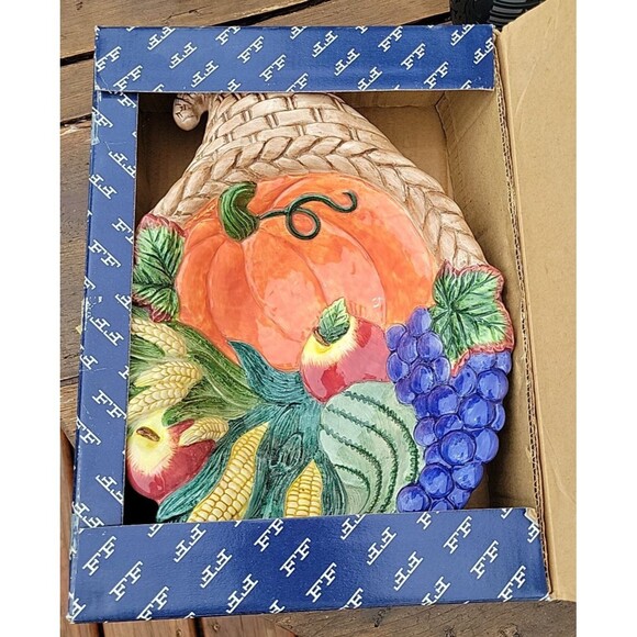 Fitz and Floyd "Scarecrow Cornucopia Bowl" / Serving / Thanksgiving Fall Decor - Picture 2 of 9